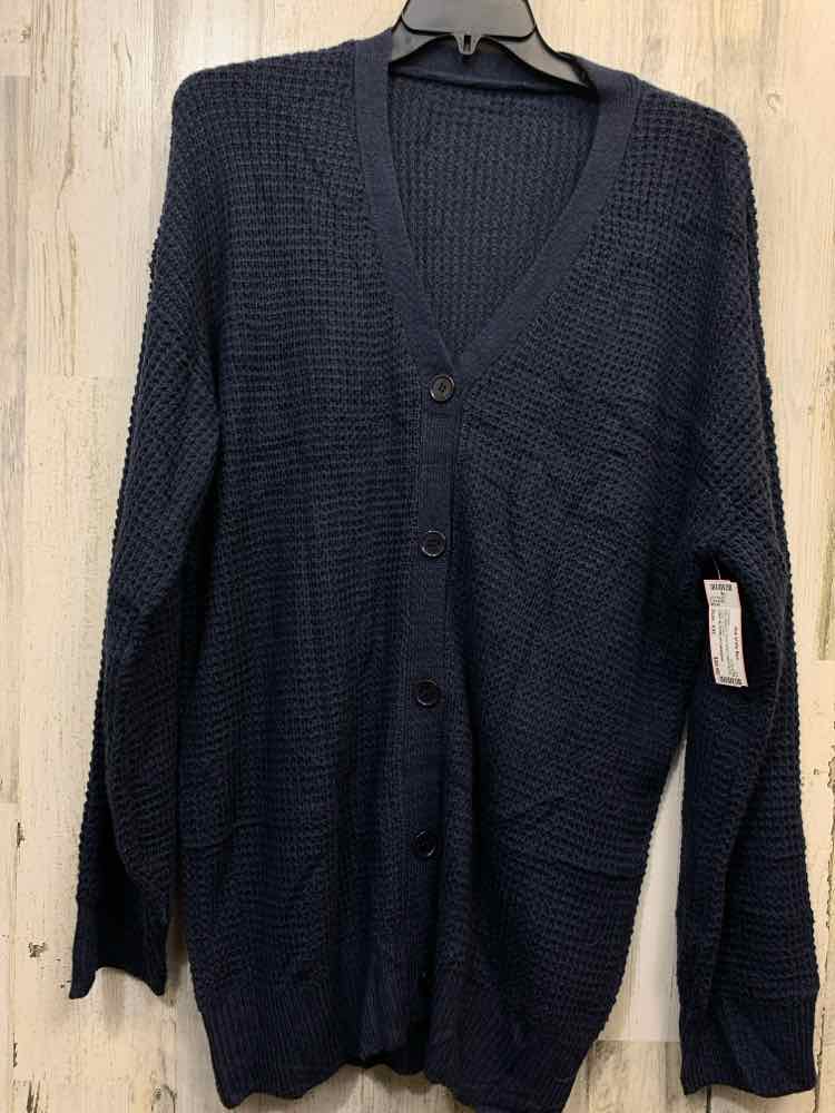 PRE-OWNED PLUS SIZES Size XXL NAVY BLUE LONG SLEEVES Cardigan/BUTTON UP