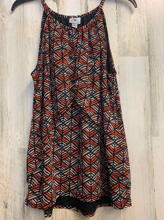 PRE-OWNED WORTHINGTON Tops Size L BLK/ ORG/GRY TRIBAL/STRIPE TANK TOP Tank Top/T