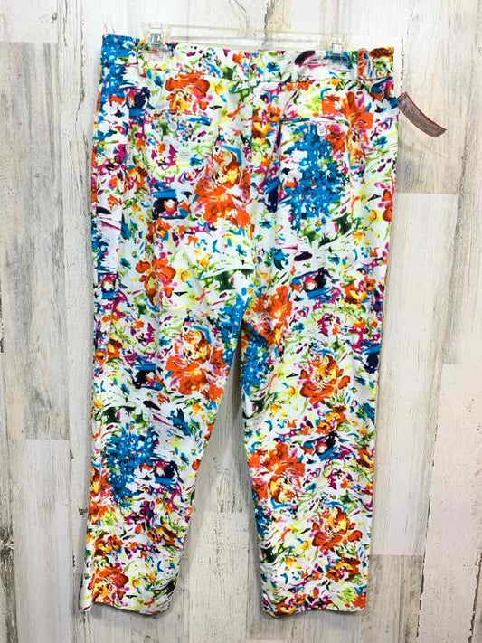 PRE-OWNED Size 16 NEW DIRECTION BOTTOMS WHITE/MULTI COLORED STRAIGHT LEG Pants/F