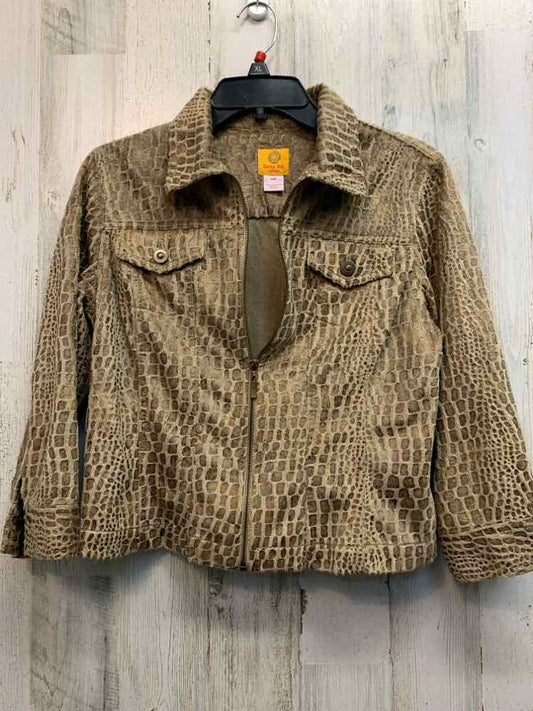 RUBY RD Tops Size 10P Tan MOCK CROC JACKET Jacket