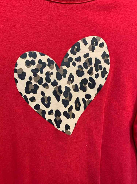 PRE-OWNED KIM ROGERS Tops Size XL Red 3/4 SLEEVE TOP/CHEETAH PRINT HEART