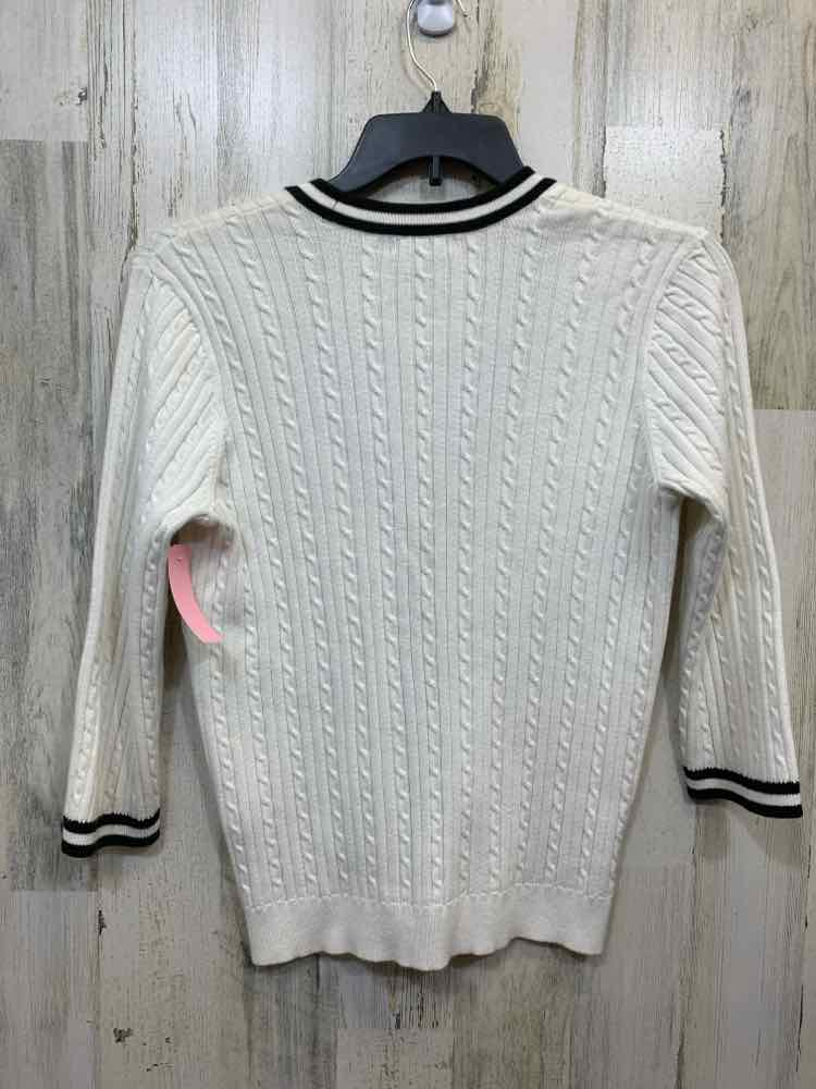 CHAPS Size L White BUTTON DOWN SWEATER
