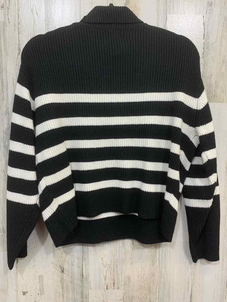 NWT A NEW DAY Size S BLK/WHT Stripe LONG SLEEVESTURTLE NECK  RIB KNIT SWEATER
