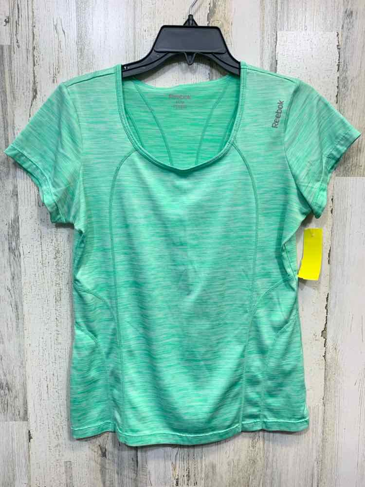 PRE-OWNED REEBOK Tops Size M LIME GRN/WHT SPACE DYE SCOOP NECK T-shirt/SHORT SLE