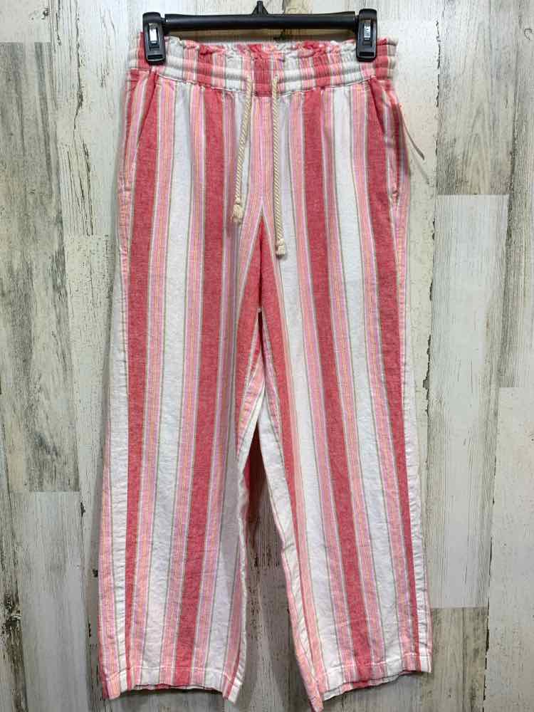 PRE-OWNED Size 2 J CREW BOTTOMS PNK/WHT Stripe Pants