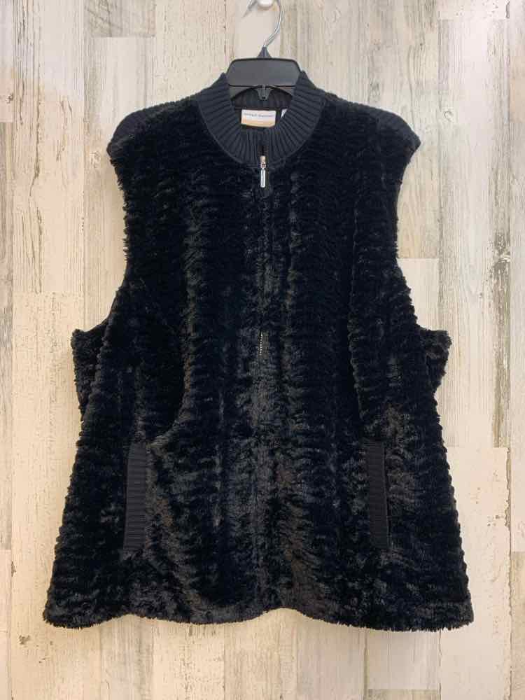 ALFRED DUNNER PLUS SIZES Size 24W Black Fur VEST Vest