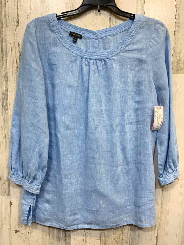PRE-OWNED TALBOTS Tops Size M LIGHT BLUE Solid 3/4 SLEEVE Blouse/BLUE 3/4 SLEEVE