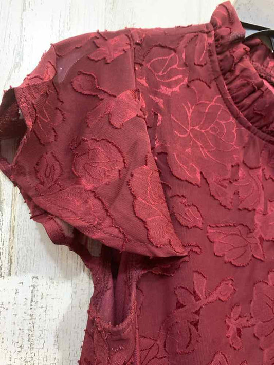 PRE-OWNED INDIGO SOUL Tops Size S WINE ROSE HIGH NECK Blouse/WINE FLORAL SHORT S