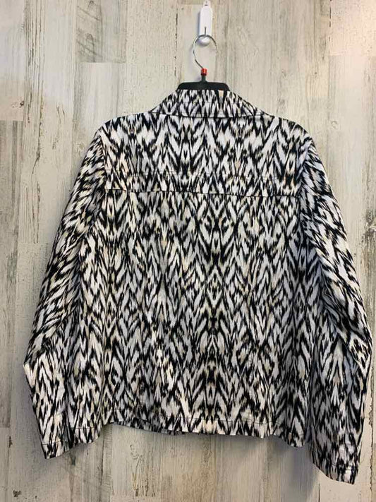 PRE-OWNED STUDIO WORKS JACKETS / COATS Size PL BLK/BEG/WHT ABSTRACT TOP/BLACK/WH