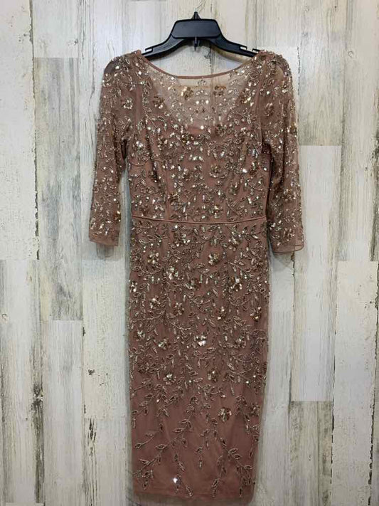 PRE-OWNED AIDAN MATTOX Dresses and Skirts Size 0 BLUSH 3/4 LENGTH /BEADED  W/BAC