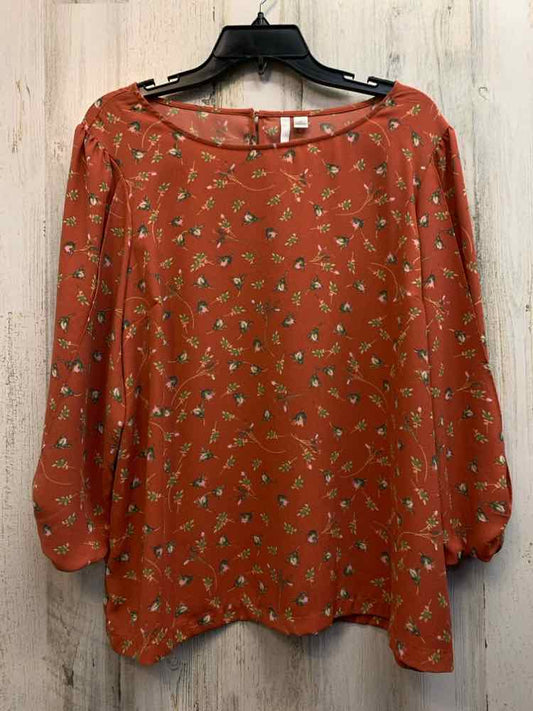 LAUREN CONRAD Tops Size XL RUST/PEACH ROSEBUD 3/4 LENGTH TOP