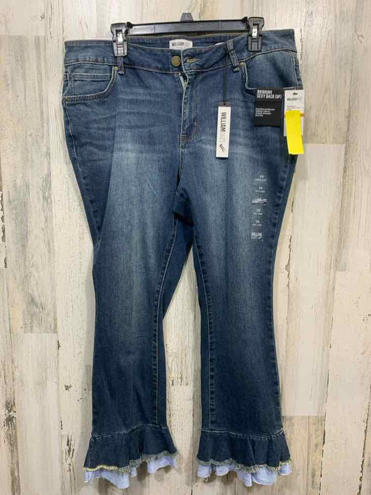NWT Size 16W WILLIAM RAST/DECORATIVE RUFFLE ANKLE HEM SKINNY CROPPED FLARE PANT