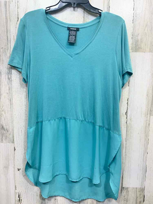 PRE-OWNED PREMISE Tops Size L Teal SHORT SLEEVES TOP