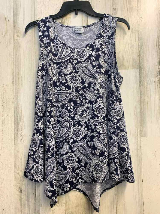 PRE-OWNED PROMISES PROMISES Tops Size XL NAVY/WHT Paisley SLEEVELESS TOP