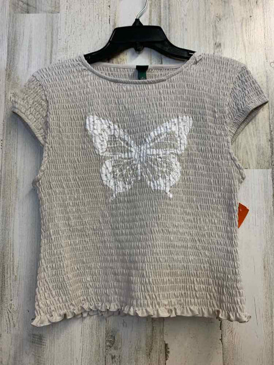 NWT WILD FABLE Tops Size XL TAN/WHT BUTTERFLY CAP SLEEVE TOP