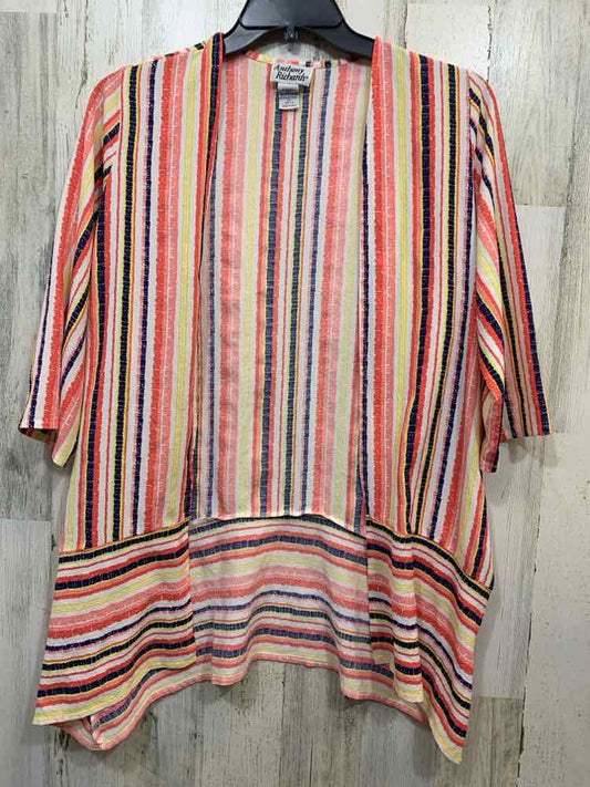 PRE-OWNED ANTHONY RICHARDS Tops Size M Multi-Color STRIPES 3/4 SLEEVE TOP