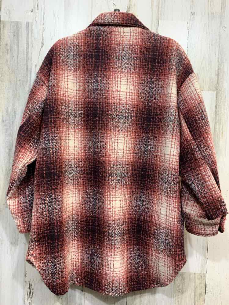 PRE-OWNED Size M JACKETS / COATS RUST PLAID W/ WHITE & PURPLE COAT
