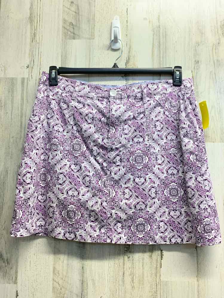 PRE-OWNED CROFT & BARROW 18 BOTTOMS PURPLE/WHT Paisley Mini