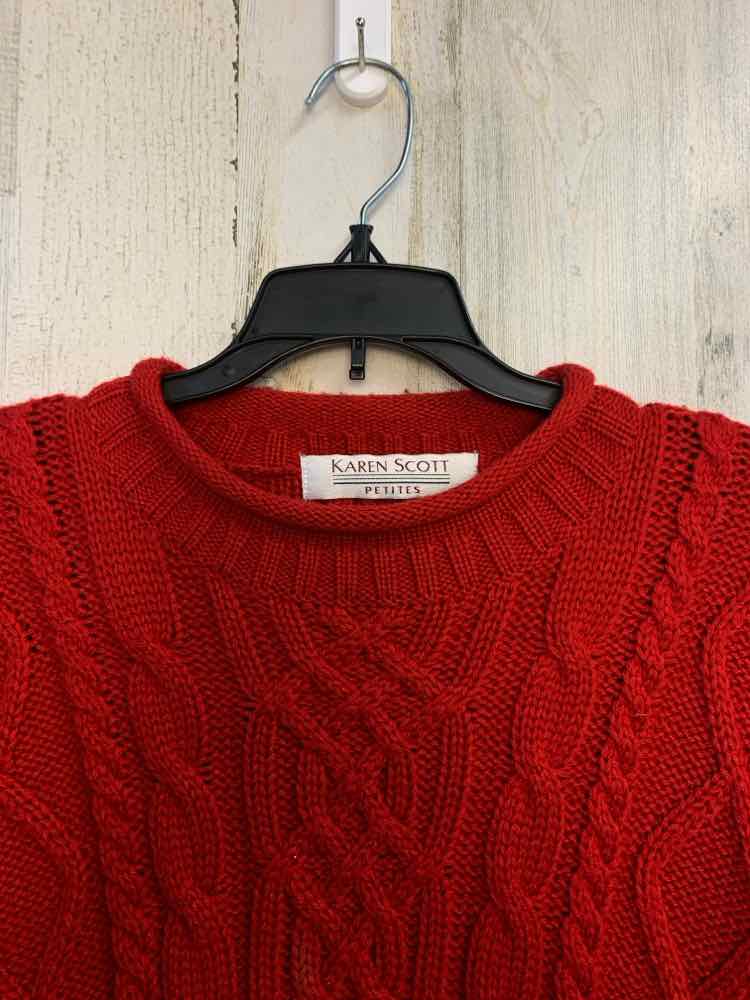 KAREN SCOTT Tops Size PL Red KNIT LS TOP