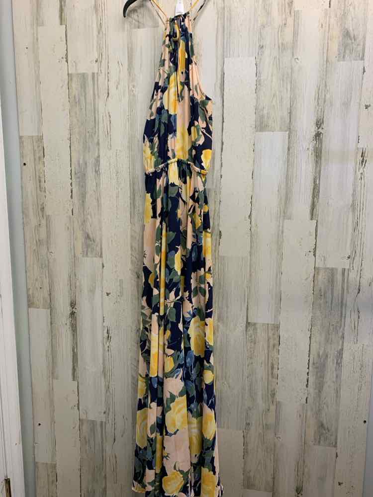 PRE-OWNED LULUS Dresses and Skirts Size L YELLOW/BLUE/GREEN/PEACH Floral Dress/F