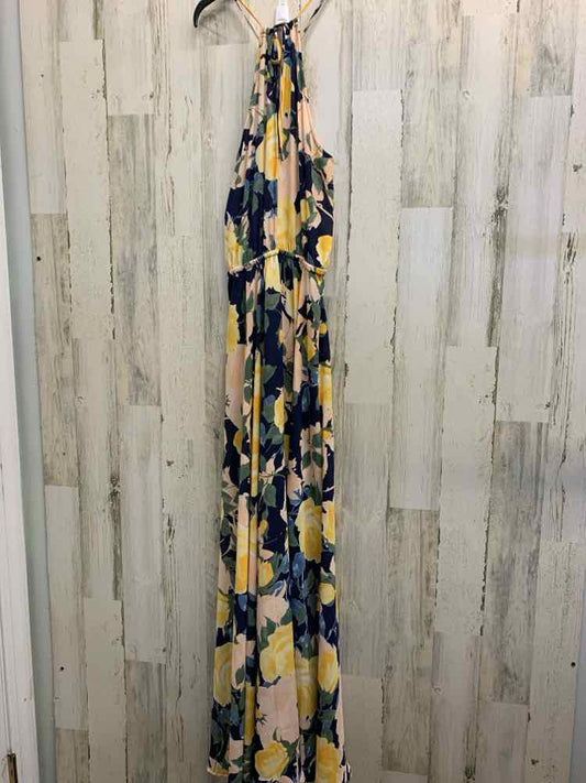 PRE-OWNED LULUS Dresses and Skirts Size L YELLOW/BLUE/GREEN/PEACH Floral Dress/F