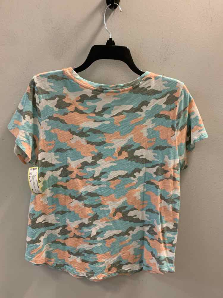 PRE-OWNED OLD NAVY Tops Size M SALMON/GRY/AQUA/WHT CLOUDS SHORT SLEEVES TOP