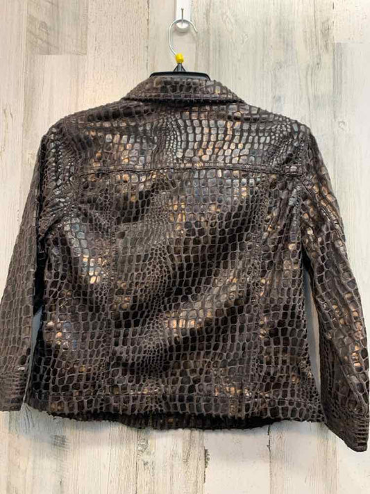 RUBY RD Tops Size 10P Brown MOCK CROC JACKET Jacket