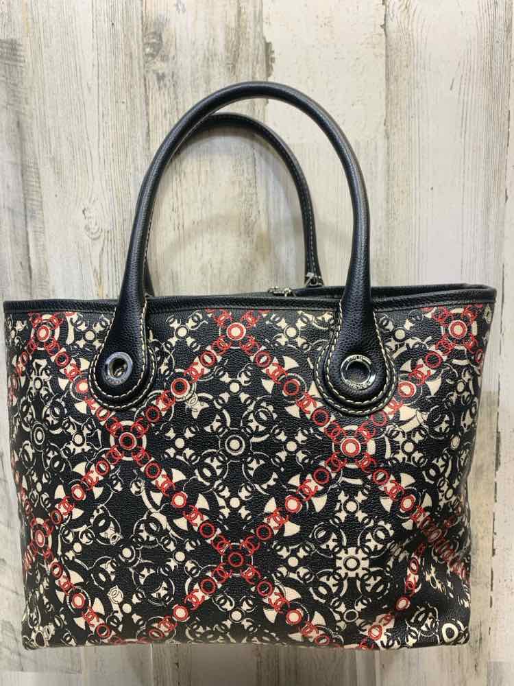 PRE-OWNED CHANEL BLACK/RED/WHITE Handbag/CHANEL MONOGRAM PRINT W/ STRIKING RED D