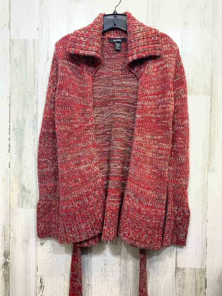 EXPRESS Tops Size S RED/TAN HEATHER CARDIGAN Cardigan