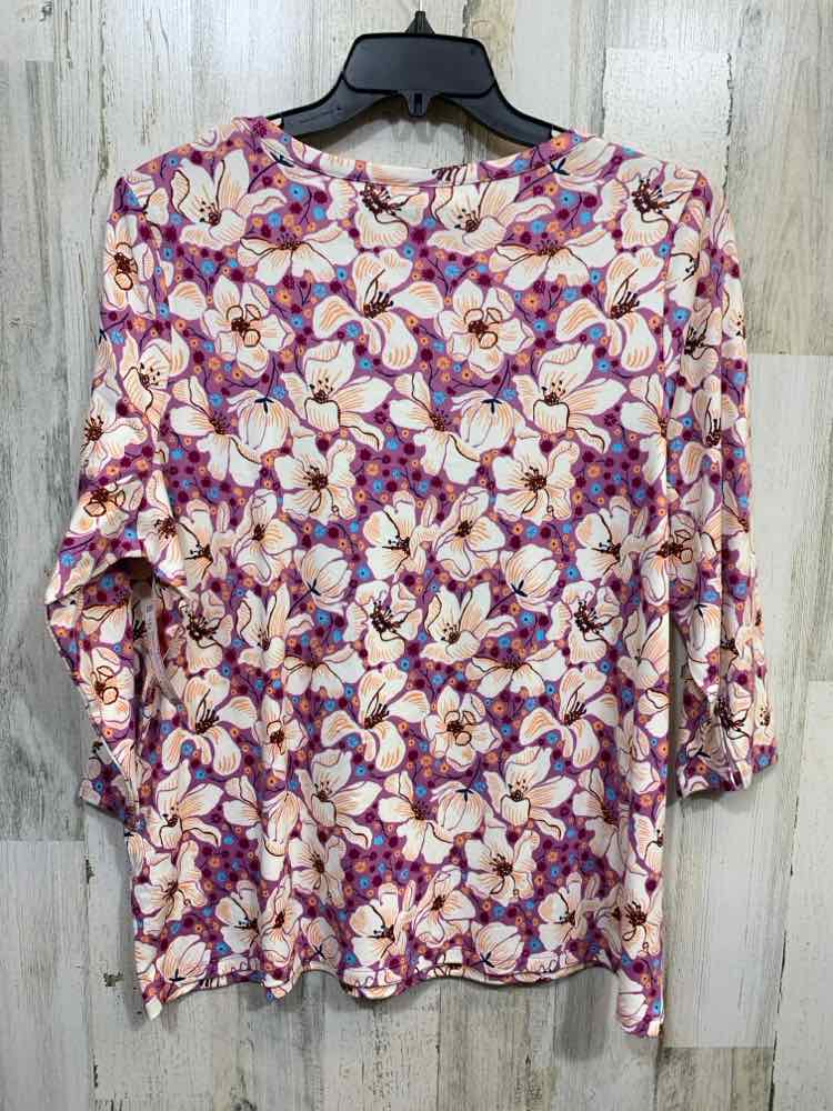NWT STYLE & CO Tops Size 2X WHT/PRPL/BLUE Floral 3/4 SLEEVE Blouse
