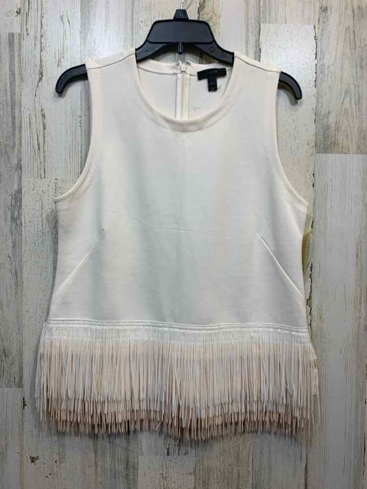PRE-OWNED JCREW Tops Size M White FRINGE SLEEVELESS Shirt/WHITE SLEEVES TOP W/ F