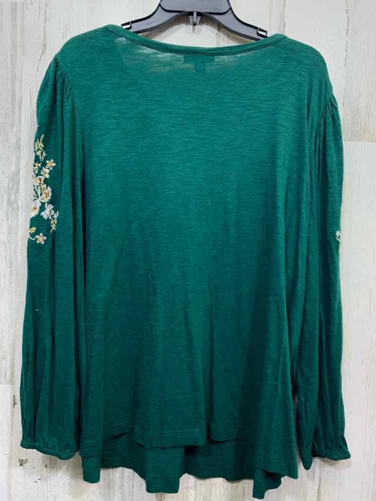 NWT STYLE & CO/EMBROIDERED LONG SLEEVE TASSLE TIE NECK PEASANT TOP