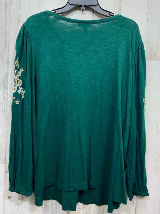 NWT STYLE & CO/EMBROIDERED LONG SLEEVE TASSLE TIE NECK PEASANT TOP