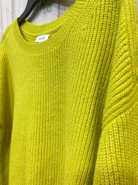 NWT ON 34TH Size L LIME GREEN RIB KNIT LONG SLEEVES/CREW NECK SWEATER