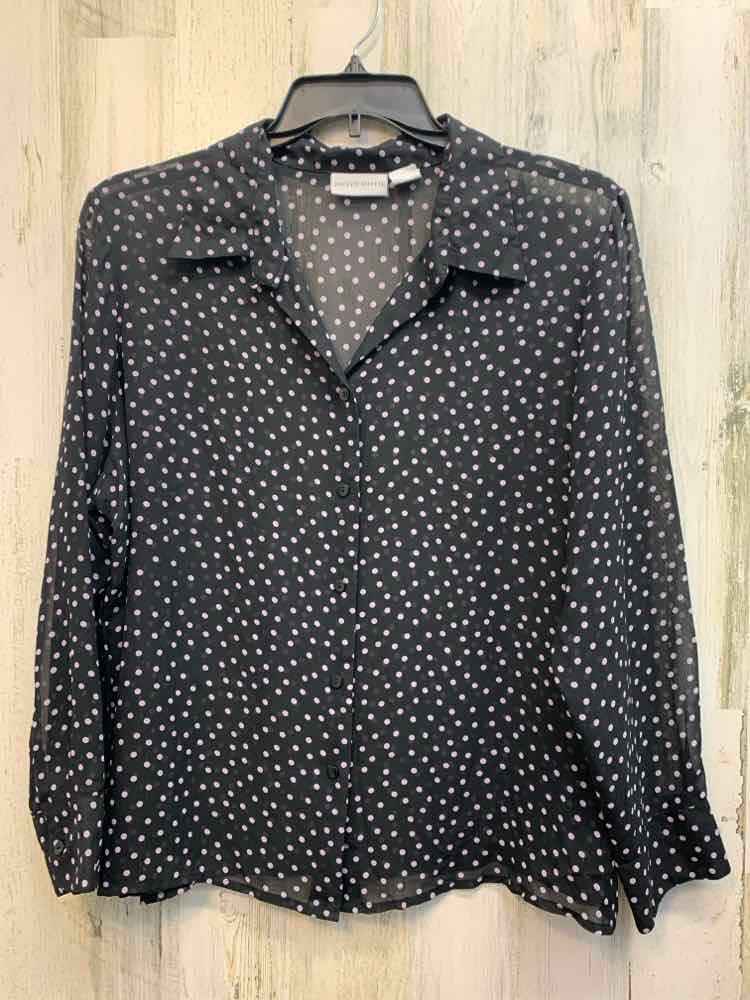 JACLYN SMITH PLUS SIZES Size 22W BLK/PINK SHEER DOTS LONG SLEEVES Shirt