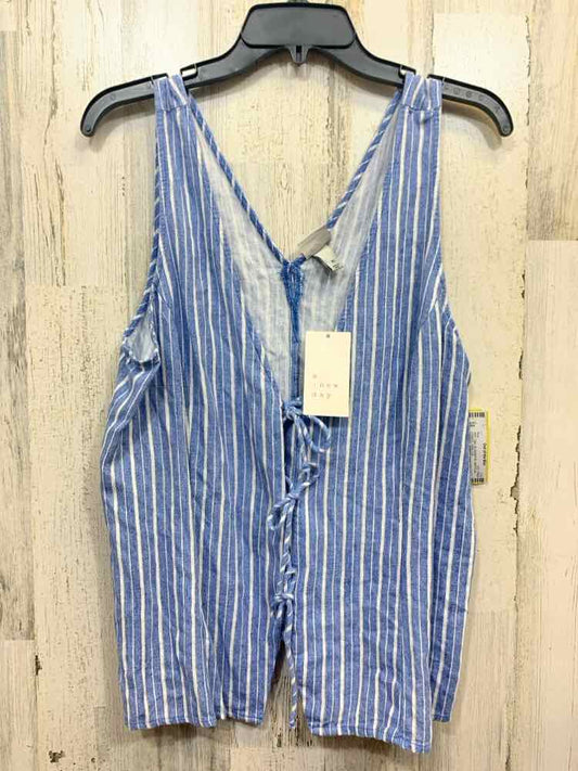 NWT A NEW DAY Tops Size XL BLUE/WHITE VERTICAL STRIPES TANK TOP Shirt/VERTICAL S