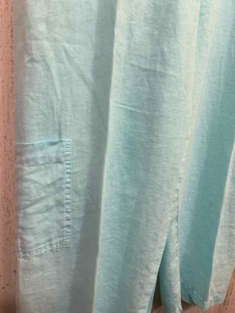 PRE-OWNED Size L FRESH PRODUCE BOTTOMS AQUA Solid ANKLE Pants/AQUA LINEN ANKLE P