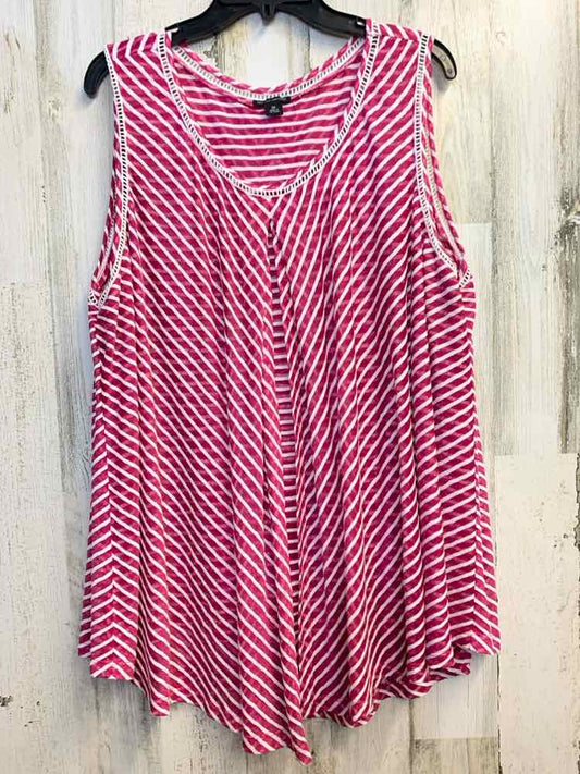 PRE-OWNED NEW DIRECTIONS PLUS SIZES Size 3X MGNTA/WHT Stripe SLEEVELESS TOP