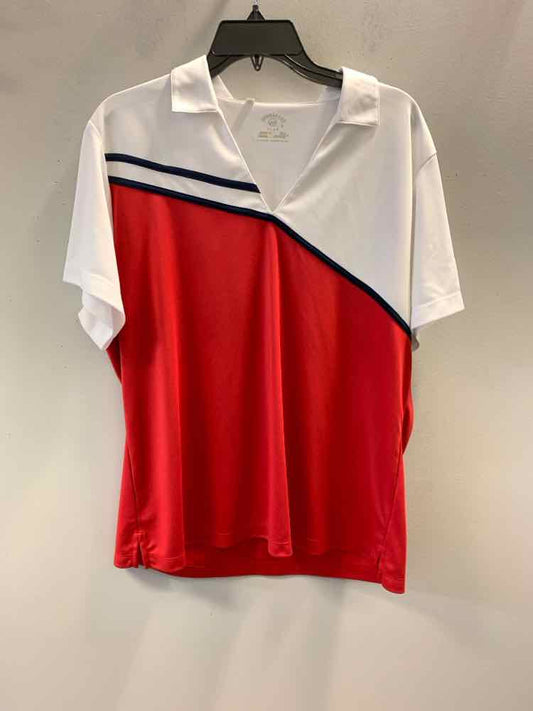 MONTEREY PLUS SIZES Size XXL WHT/RED/NVY SHORT SLEEVES TOP