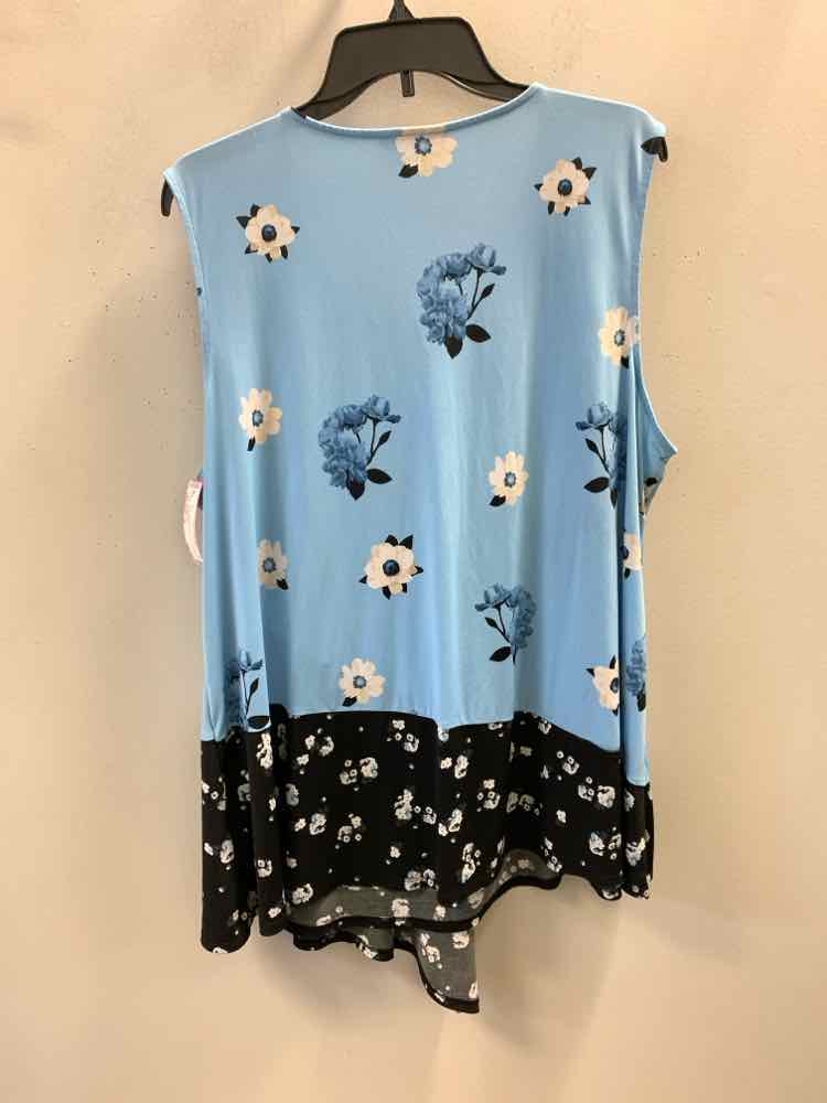 ALFANI PLUS SIZES Size 3X BLU/WHT/BLK Floral SLEEVELESS TOP