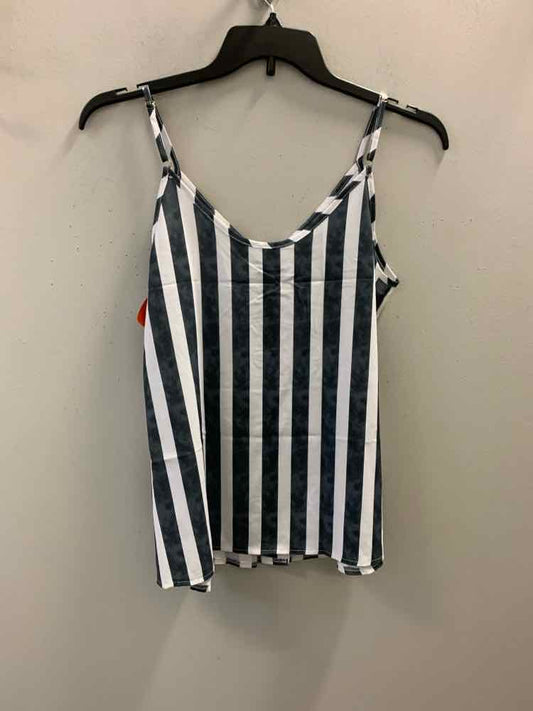 Tops Size M GRY/WHT Stripe SPAGHETTI STRAP TOP