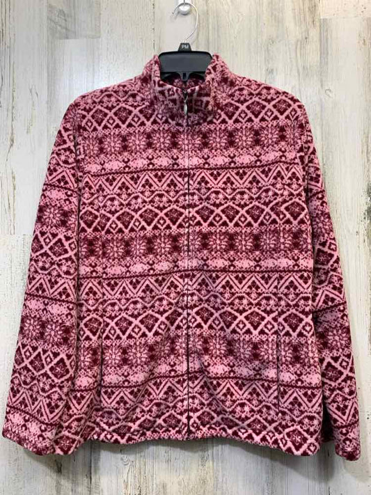 PRE-OWNED BASIC EDITION JACKETS / COATS Size L PINK/WINE SNOWFLAKES Jacket/LONG