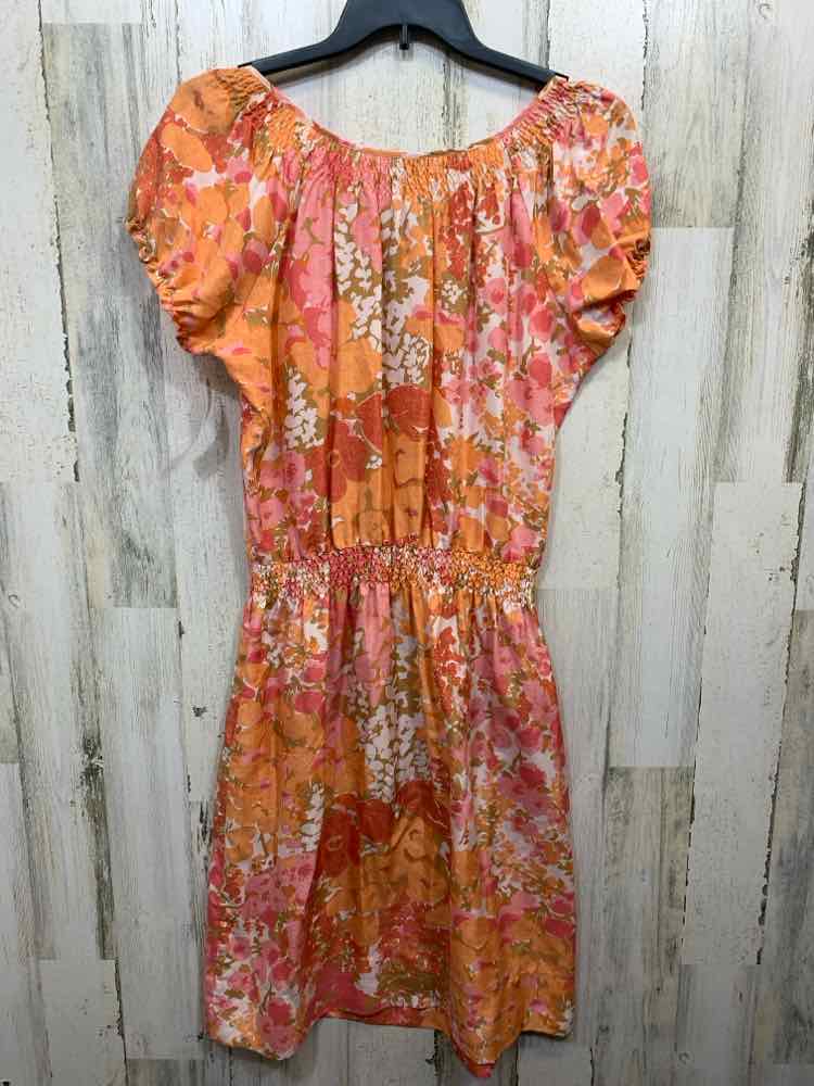 PRE-OWNED TALBOTS PLUS SIZES Size 1X WHITE/PINK/ORANGE/TAN Floral BLOUSE Dress/F