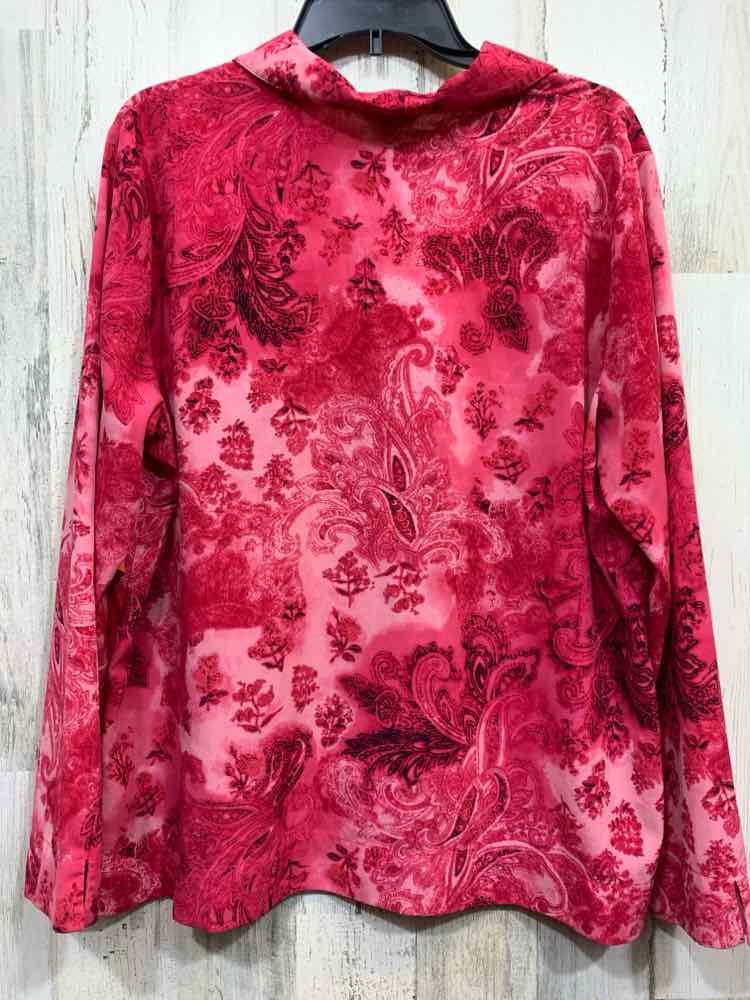 PRE-OWNED CITY BLUES Size XL Tops MAGENTA/PINK STRETCH WOVEN Paisley Blouse