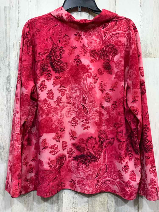 PRE-OWNED CITY BLUES Size XL Tops MAGENTA/PINK STRETCH WOVEN Paisley Blouse