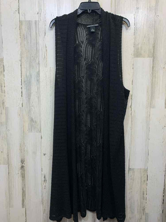 LAUREN MICHELLE PLUS SIZES Size 2X Black CROCHET VEST Vest