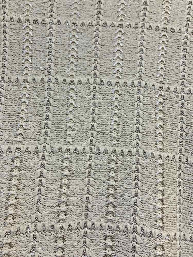 PRE-OWNED CHICO'S Size 3 JACKETS / COATS Cream TWEED 3/4 SLEEVE Blazer