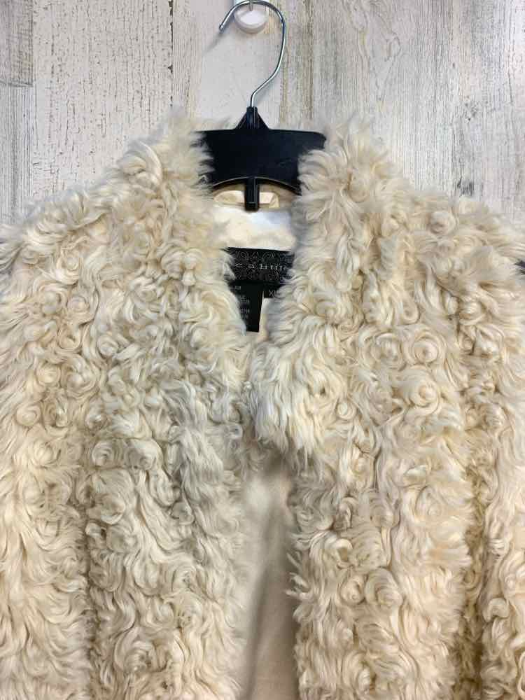 LIVE A LITTLE JACKETS / COATS Size XL OFF WHITE FAUX FUR SLEEVELESS Jacket