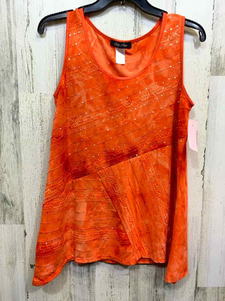 PRE-OWNED ONLY NINE Tops Size L Orange SEQUINED TANK TOP Tank Top/ORANGE SEQUINN
