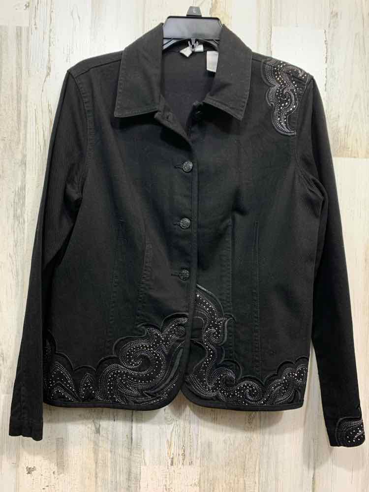 CHICO'S/BLACK EMBELLISHED JACKET